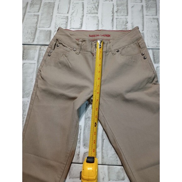 Sabrina Lauren tan stretchy five pocket double button and zip cropped jeans 8 - Picture 5 of 11